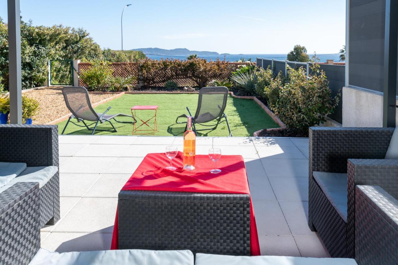 Face A La Mer Superbe Villa Terrasse Barbecue Le Pradet Carqueiranne Dış mekan fotoğraf